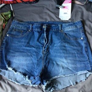 SHEIN Blue 3xl high rise Frayed Hem Denim Shorts